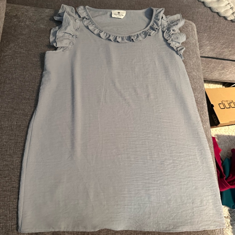 Elegant Ruffle Sleeve Blouse in Grey